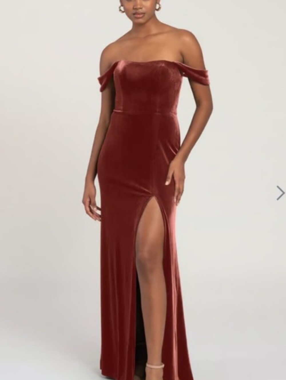 JENNY YOO ISSA OFF THE SHOULDER VELVET DRESS IN ENGLISH ROSE 0 NEW - Picture 16 of 16